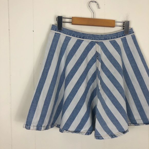 American Apparel Striped Denim Circle Skirt Sz L - Picture 9 of 12